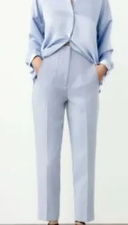 ZARA Light blue cropped pants thumbnail 1