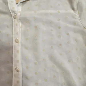 Hollister Top Small Womens Polka Dot Button‎ Down Shirt Sheer *flaws thumbnail 4