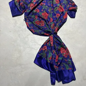 1990s Y2K Hollywood Victoria Secret Vintage Floral Longe Robe Women's SZ M/L thumbnail 8