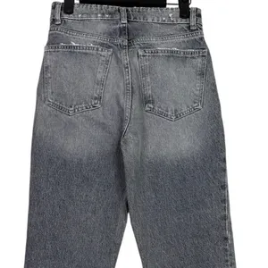 ZARA Wide Leg High Rise Vintage DInspired istressed Cropped Jeans 2 Rinsed Black thumbnail 6