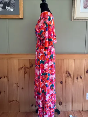 Abel the Label floral print dress with smocked waist and a high-low hem size M thumbnail 3