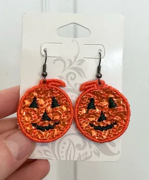 NIP Orange Shimmery Pumpkin Dangle Earrings 🎃 thumbnail 1