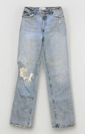ABERCROMBIE &‎ FIRCH 90S STRAIGHT ULTRA HIGH RISE DISTRESSED DENIM JEANS size 28 thumbnail 1