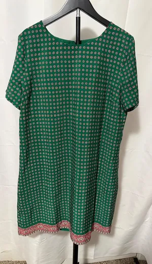 J.Crew Green Geometric Medallion‎ Print Short Sleeve Shift Dress Size 14 103949 thumbnail 1