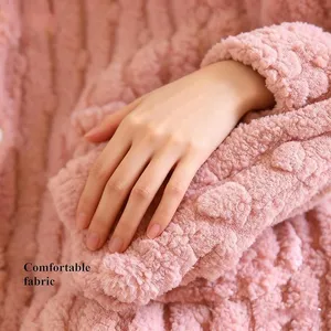 NWT ~ Women's Thick Pink Furry Button Up & Front Pockets Sweater ~ Size LARGE thumbnail 4