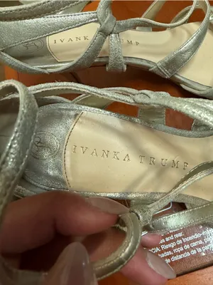 Ivanka Trump Women’s Champagne Metallic Strappy Kitten Heels. Size: 7 thumbnail 3