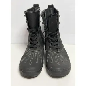 Women's Clarks-Carima Luna-Black Leather Textile Zip Boots Sz 9.5 M C-2 thumbnail 2