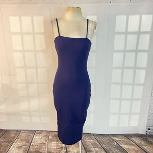 Lulu’s navy ponte knit lined body con midi dress size medium thumbnail 5