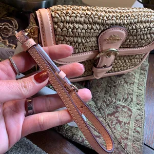 Authentic COACH Leather/suede/Straw flap logo Crosby/shoulder/wristlet bag thumbnail 11
