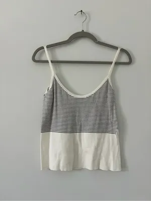 Anne Fontaine Paris Vintage Lindsey White Black Stripe Sleeveless Cami M thumbnail 3