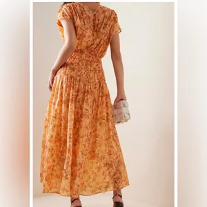 NWT Acler Bicknell Shirred Printed Metallic-Cotton‎ Maxi Dress Size 4 thumbnail 2