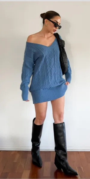 Luna Boutique blue sweater dress thumbnail 1