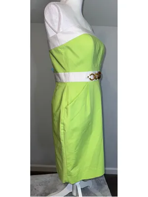 NEW Antonio Melani Strapless Dress Size 6 Lime Green White thumbnail 9