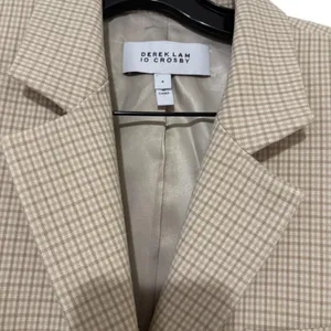 10 Crosby Derek Lam Checkered Tan Blazer Size S thumbnail 3