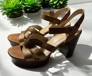 The Limited Platform Sandals Brown 8.5 M Womens Block Heel‎ Woven Ankle Strap thumbnail 1