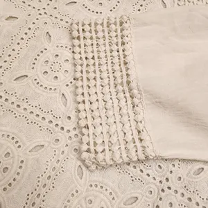 646 Main white eyelet embroidered short sleeve top tunic large 100% cotton thumbnail 5