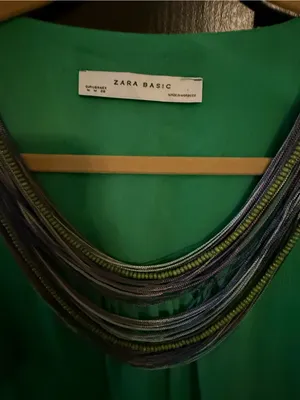 Zara Emerald Sleeveless Mini Dress with Decorative Neckline thumbnail 2