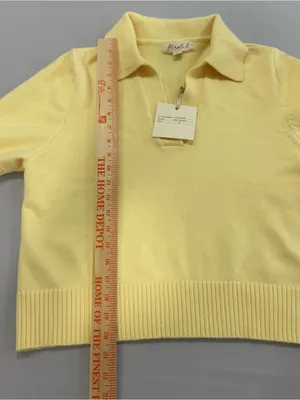 NWT Marled Creamy Yellow Short-Sleeve Polo Sweater‎ thumbnail 7