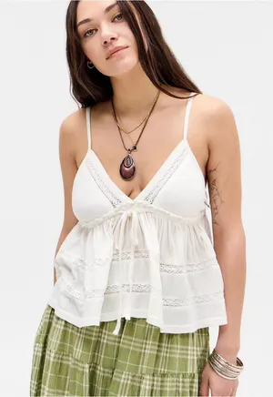 Urban Outfitters Kimchi Blue Nia BabyDoll Top size Medium color Ivory NWT thumbnail 1