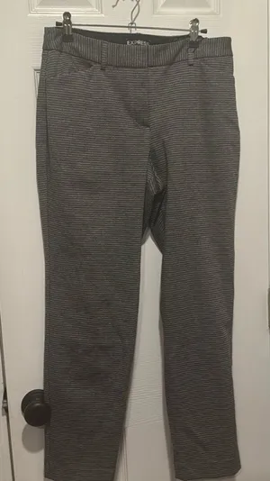 Express Checkered Black and White Mid Rise Ankle Pants thumbnail 1