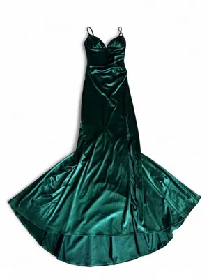 Windsor Emerald Green Satin Mermaid Formal Gown Dress XS thumbnail 2
