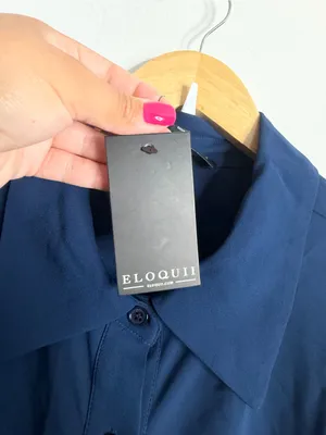 Eloquii Oversized‎ Navy Tie Front Dress 20W Elegant Quiet Luxury Contemporary thumbnail 7