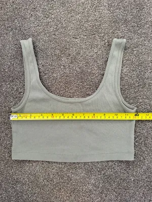 Sage Ribbed Scoop Neck Crop Tank Top Green thumbnail 2