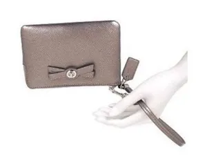Womens Coach Turn Lock Gunmetal Wristlet Small Handbag Clutch thumbnail 1