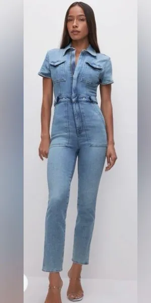 Good American Fit for Success Denim Jumpsuit Women’s size 1 thumbnail 3
