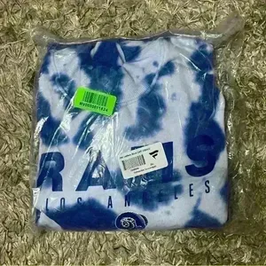 NWT Women's Los Angeles Rams Junk Food Royal Tie-Dye Cropped Pullover Sweatshirt thumbnail 2