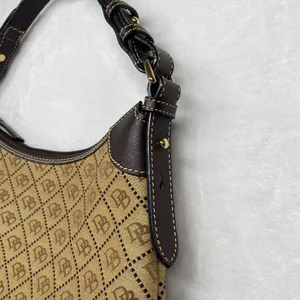 Dooney & Bourke Signature Canvas Hobo Bag Brown‎ Leather Trim Handbag thumbnail 3