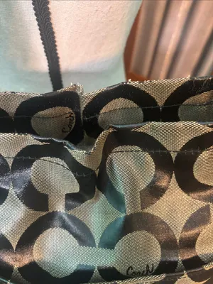 Coach “Op Art” Black and Tan Circle Logo Tote thumbnail 2