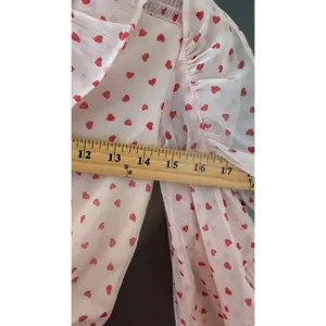 Francesca's Heart‎ Print Ruffle Crop Top Romantic XS Cream Red Coquette Chiffon thumbnail 5