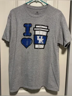Top Of The World University of Kentucky Wildcats I Love Coffee Graphic Gray Distressed T-Shirt thumbnail 1