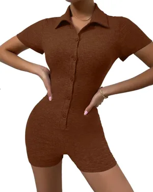 Brown Bodycon Romper Bodysuit thumbnail 1