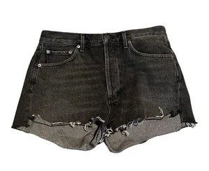AGOLDE High Waist Parker Denim Shorts in Washed Black Sz 30 thumbnail 1
