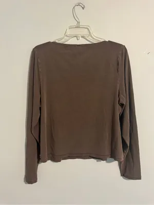 SKIMS Scoop Neck Long Sleeve Top in Chocolate Brown- 3X thumbnail 5