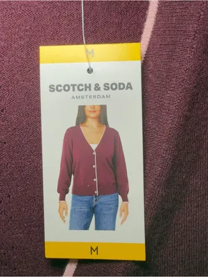 Scotch‎ Soda Amsterdam Medium Burgundy Pink Lined Preppy Cardigan Grandpacore thumbnail 6