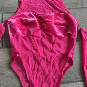 Pink mesh and velvet bodysuit thumbnail 2
