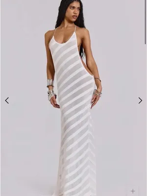 Jaded London Knit Maxi Dress in White Noir Small New Womens Long thumbnail 10