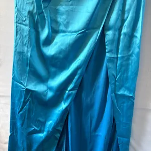 Lulus Turquoise Blue Satin Strapless Ruched Maxi Dress HD2848 Prom Gown thumbnail 9