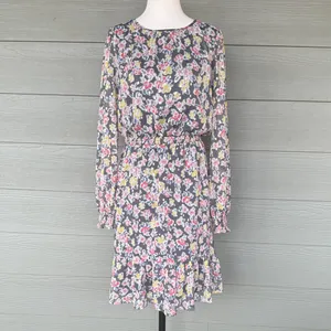 Loft Floral Shimmer Long Sleeve Dress thumbnail 3