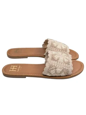 new Haute Hippie ✌︎︎ Rianne Crochet Mandala Flat Sandals Slides ✌︎︎ Cream ✌︎︎ 7M thumbnail 2