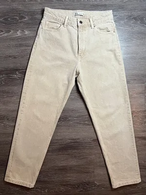 ZARA Z1975 Beige High Rise Mom Fit Ankle Straight Leg Jeans Size 6 thumbnail 2