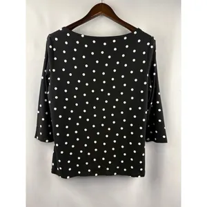 Women’s Ann Taylor Factory Large Black w/ White Polka Dot Blouse thumbnail 3