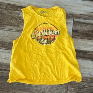 Golden yellow golden sleeveless tank thumbnail 1