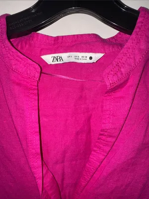 ZARA Fuchsia Pink Linen Blend Tunic Dress Size S thumbnail 6