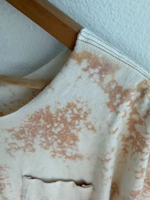 Bleached grunge off the shoulder pocket tee Tan Size XL thumbnail 4