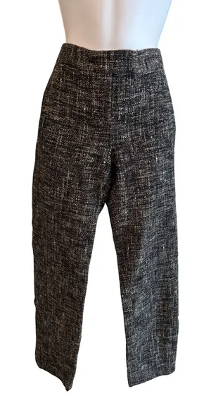 Theory Tweed Trousers Women 6 Black White Straight Leg‎ Professional Dress Pants thumbnail 1