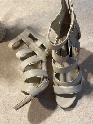 White House Black Market Strappy Open-Toe Heeled Sandals - Cream thumbnail 2